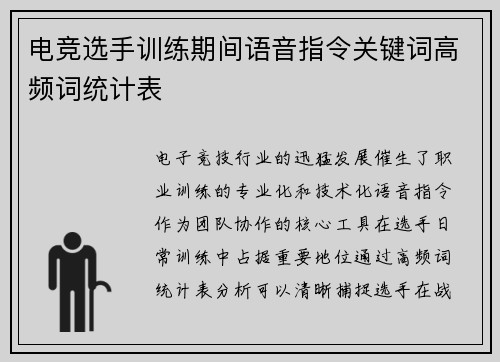 电竞选手训练期间语音指令关键词高频词统计表